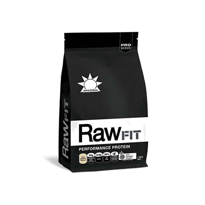 Black bag of Amazonia rawfit performance protein