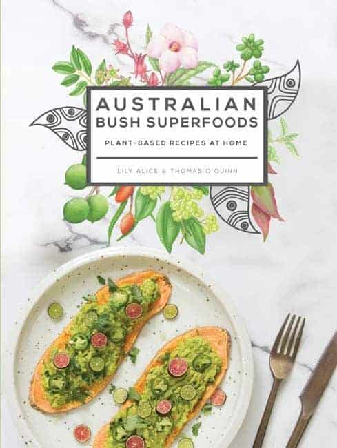 Book cover of Australian Bush Superfoods showing plate with plant based recipe