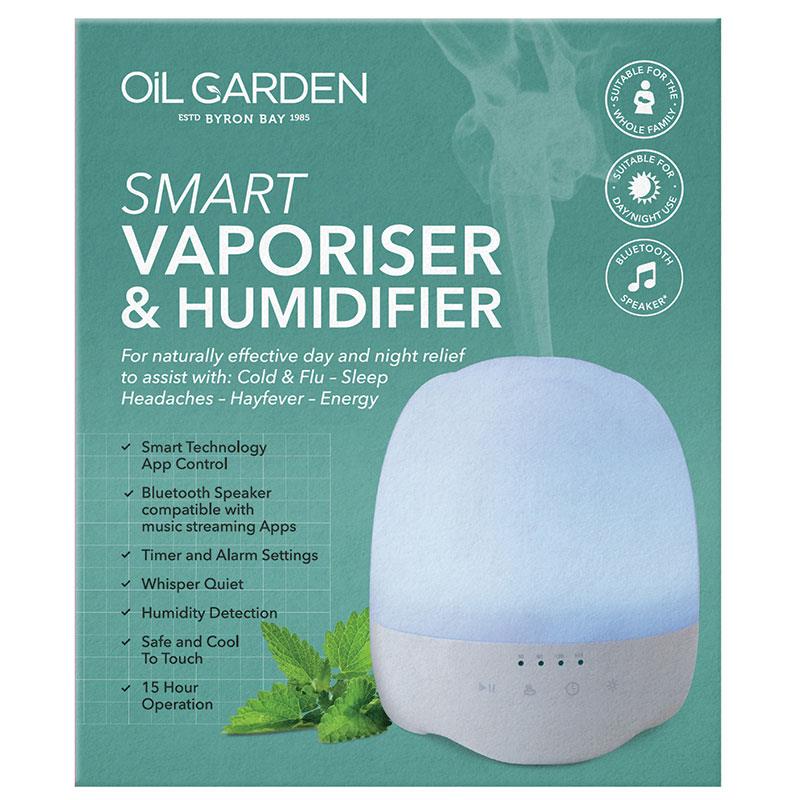 Oil Garden smart vaporiser and humidifier green box with picture of white vaporiser