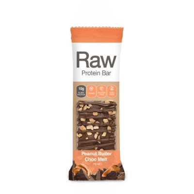 Raw protein bar product image, orange wrapper