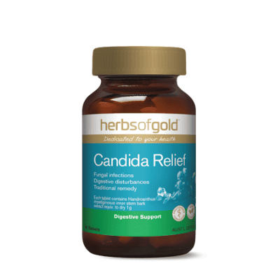 Candida relief bottle of tablets